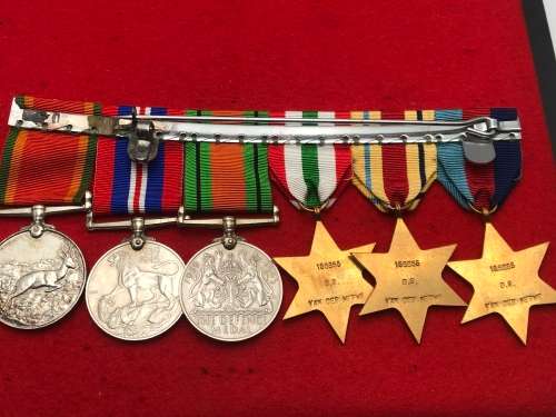 037) WW2 GROUP 6 MEDALS 8th ARMY BAR 156655 DS VAN DER MERWE