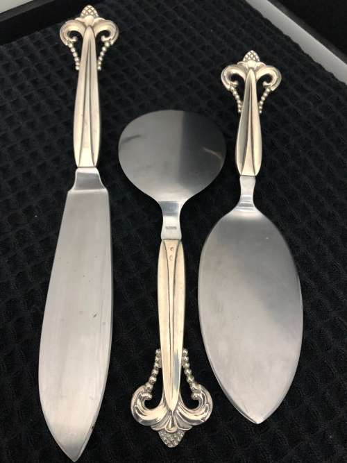 3 PIECE DANISH SILVER SERVING SET BY JOHANNES SIEGGAARD