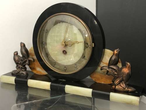 FRENCH ART DECO MARBLE MANTEL CLOCK