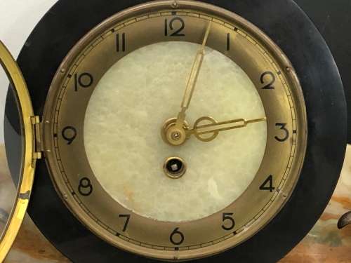 FRENCH ART DECO MARBLE MANTEL CLOCK