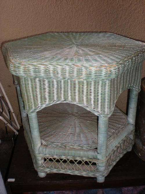 VITAGE PAINTED CANE SIDE TABLE