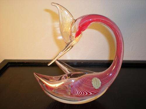 MURANO GLASS BIRD BY ''L. NASON'' VENICE WITH ORIGINAL LABEL