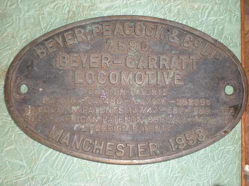 RHODESIAN RAILWAY BRASS ENGIN PLATE