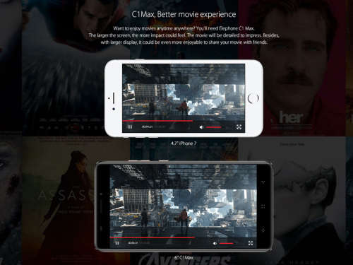 Elephone C1 Max Android 7.0 Phone , Quad-Core, 2GB RAM, Dual-IMEI, 4G, 6-Inch IPS, 13MP Dual -Camera