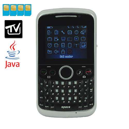 4 SIM Cards 4 Standby TV JAVA FM Bluetooth Phone Black and Red