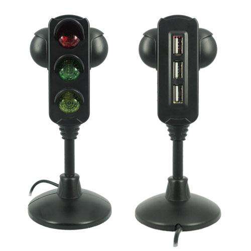 Black USB 2.0 4 Ports Hub With Traffic Lights Design