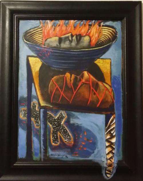 Lovely Andre Naude Oil on Board - Ethnic - 76cm x 60cm Framed