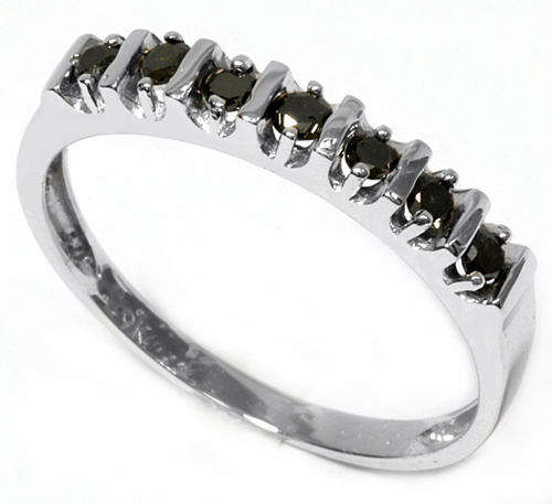 **** EARLY VALENTINE SPECIAL ***  BLACK DIAMOND SOLID 9CT WHITE GOLD FINE RING