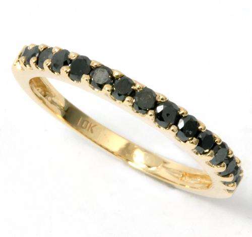 **** EARLY VALENTINE SPECIAL ***  SOLID 9KT YELLOW GOLD GENUINE BLACK DIAMOND RING