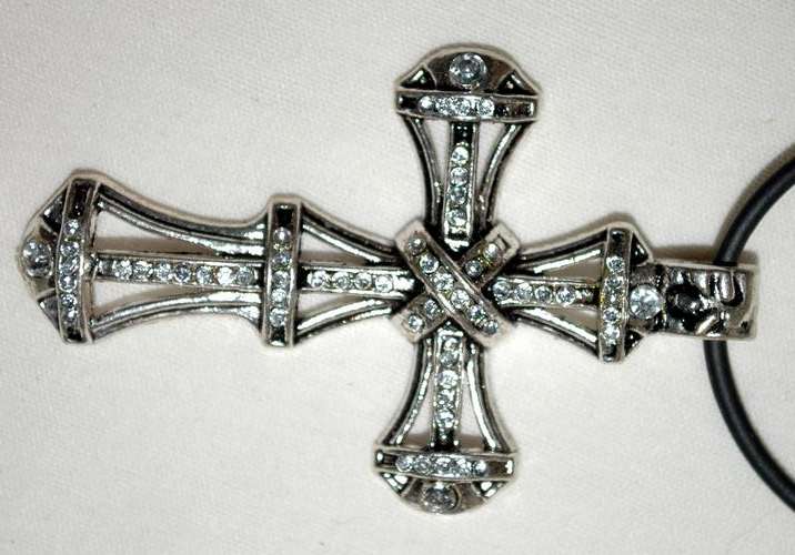 BEAUTIFUL TIBETAN SILVER CROSS WITH DIAMANTE PENDANT (VERY LARGE)!!!