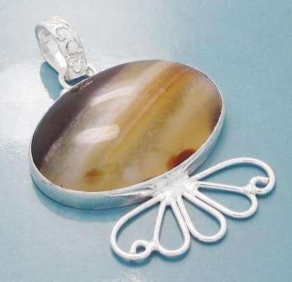 **** 925 Sterling Silver Mysterious Agate Pendant