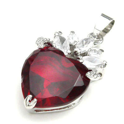 ***STUNNING RUBY RED TOPAZ HEART PENDANT!