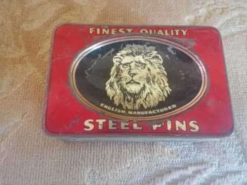 Two Vintage Lion Brand Quality Steel Pin Tins