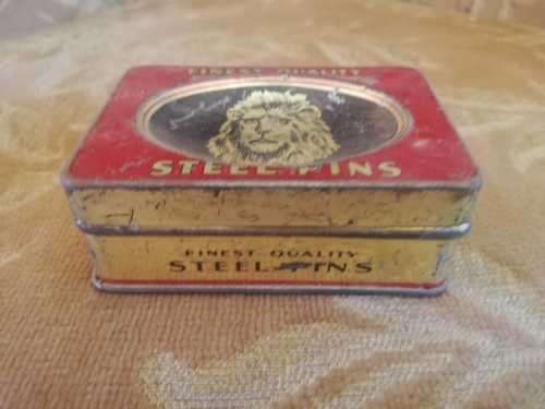 Two Vintage Lion Brand Quality Steel Pin Tins