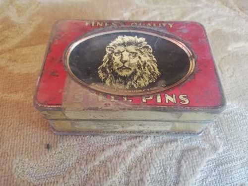 Two Vintage Lion Brand Quality Steel Pin Tins