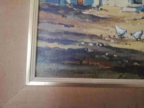 A Johnny De Kock Oil Painting - Thatch Buildings '83