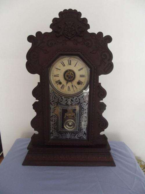 *** An Antique Ansonia Gingerbread Kitchen Mantle Shelf Clock ***
