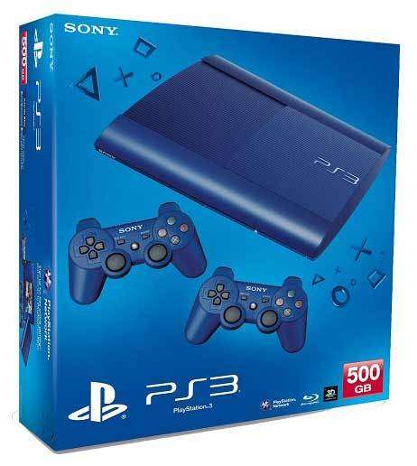 SONY PLAY STATION 3 (PS3)500GB LIMITED EDITION AZURITE BLUE CONSOLE +2 CONTROLLERS, GAMES BUNDLE,ETC