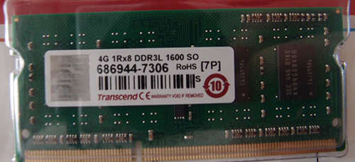 TRANSCEND 4GB 1Rx8 DDR3L 1600 SO LAPTOP RAM (NEW)