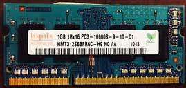 HYNIX / NANYA 1GB 1Rx16 PC3 10600S LAPTOP RAM
