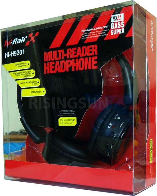 HI-RALI DIGITAL WIRELESS HEADPHONES WITH BUILTIN MEDIA PLAYER, FM, RECHARGABLE BATTERY, CARD READER