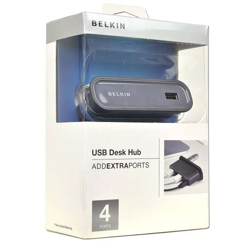 Belkin F4U016 4-Port USB-2.0 Hub w/AC Adapter