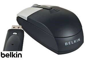 BELKIN USB 3-BUTTON WIRELESS TRAVEL NOTEBOOK OPTICAL SCROLL MOUSE (NEAT AND COMPACT)