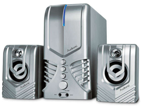 AUDIONIC *VISION3* 5000W SPEAKERS WITH BUILTIN MP3 PLAYER, FM RADIO, KARAOKE, CARD READER, USB (NEW)