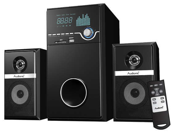 AUDIONIC *VISION7.7* 5000W SPEAKERS WITH BUILTIN MP3 PLAYER, FM RADIO, CARD READER, USB (NEW)