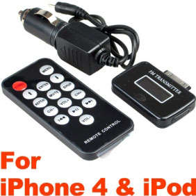 iPHONE 4 / IPOD'S (OLD & LATEST) FM TRANSMITTER WITH REMOTE, CAR CHARGER (BRAND NEW)