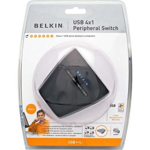 BELKIN 4X1 USB PERIPHERAL SWITCH *CONNECT 4 PC TO 1 USB DEVICE* (BRAND NEW)