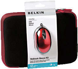 BELKIN NEOPRENE NETBOOK SLEEVE & RED OPTICAL MOUSE BUNDLE (BRAND NEW)