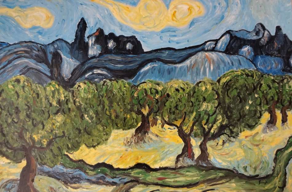 JULY  ART SALE - LANDSCAPE WITH OLIVE TREES
