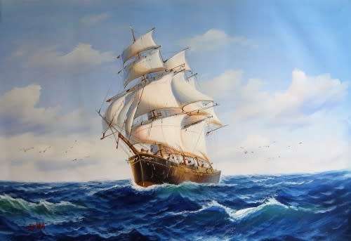 OIL PAINTING OF A SHIP !!! CRAZY ART SALE GALLERY RETAIL R4 650!!!