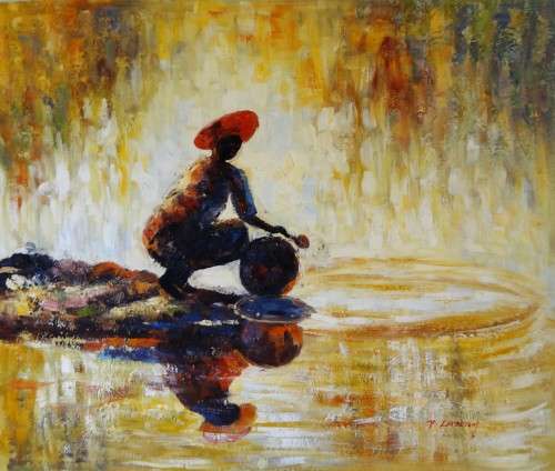 african themed oil painting
