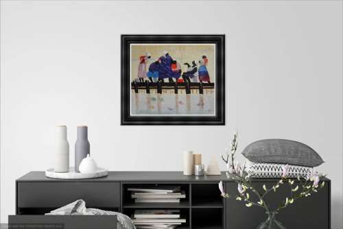 chit chat conversations oil painting