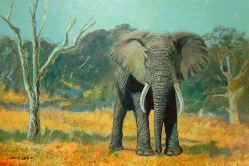 mark enslin oil painting - elephant