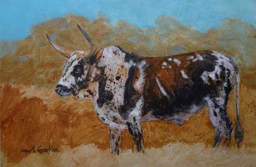 mark enslin oil painting  - nguni cow