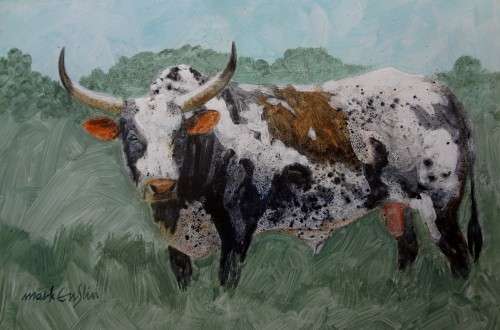 mark enslin oil painting  - nguni cow