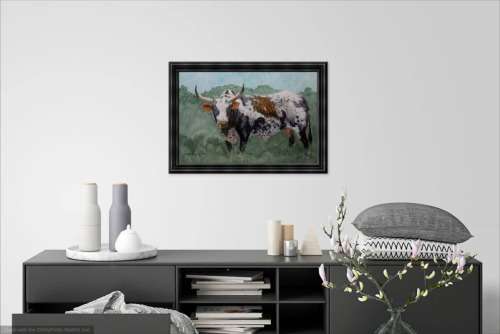 mark enslin oil painting  - nguni cow