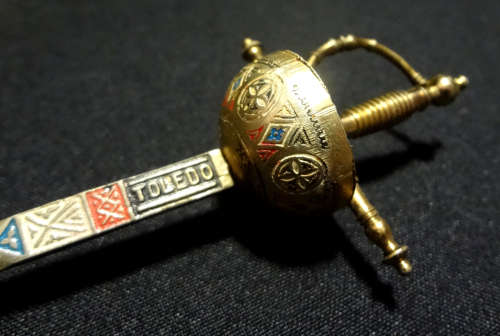 3 vintage miniature toledo swords - cocktail stirrer