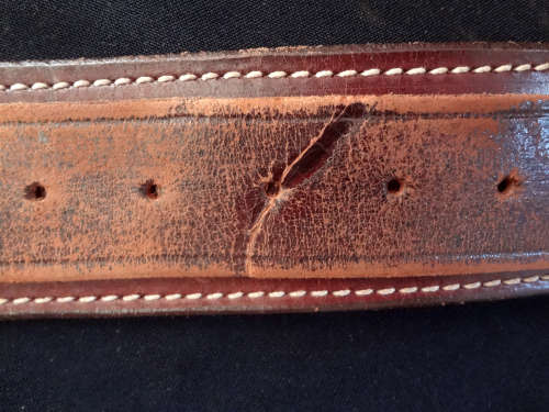 VINTAGE INCISED LEATHER AMMUNITION CATRIDGE BELT