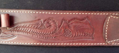 VINTAGE INCISED LEATHER AMMUNITION CATRIDGE BELT