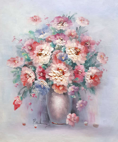 ART SALE - THICK LAYERED FLORAL OIL PAINTING