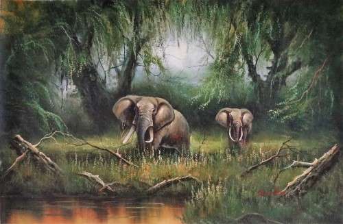 elephant oil painting
