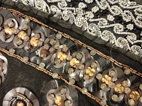 vintage indian hand embroidered & beaded wall hanging / throw