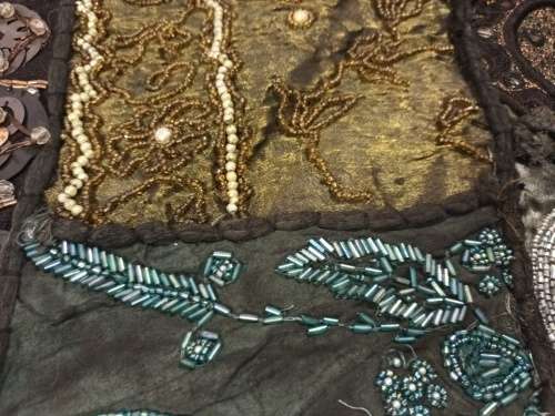 vintage indian hand embroidered & beaded wall hanging / throw