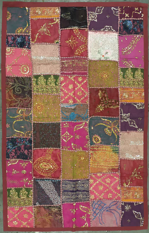 vintage indian hand embroidered wall hanging / throw