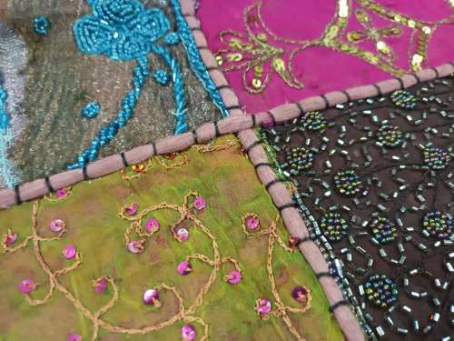 vintage indian hand embroidered wall hanging / throw