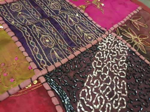 vintage indian hand embroidered wall hanging / throw